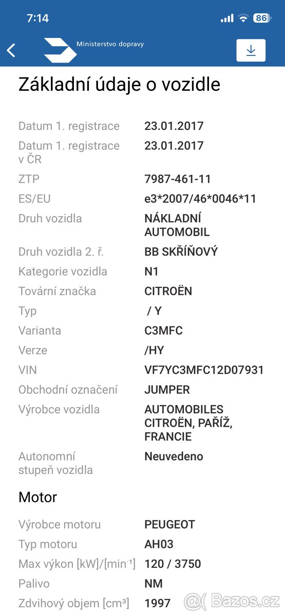 citroen jumper 2017 2.0 120kw AH03
